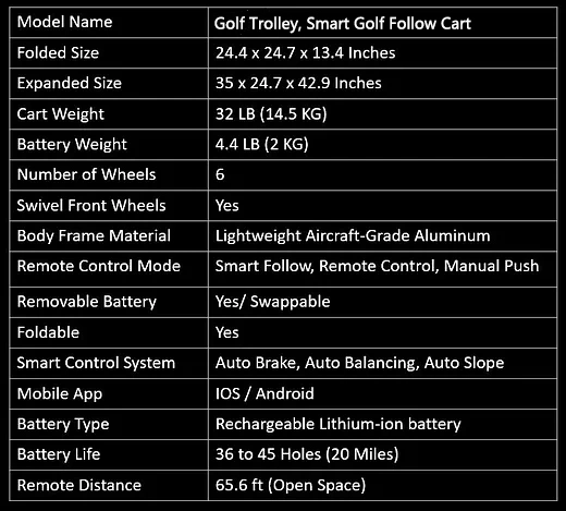 Handfree Auto Follow Golf Cart Longest Battery Capacity Golf Caddy