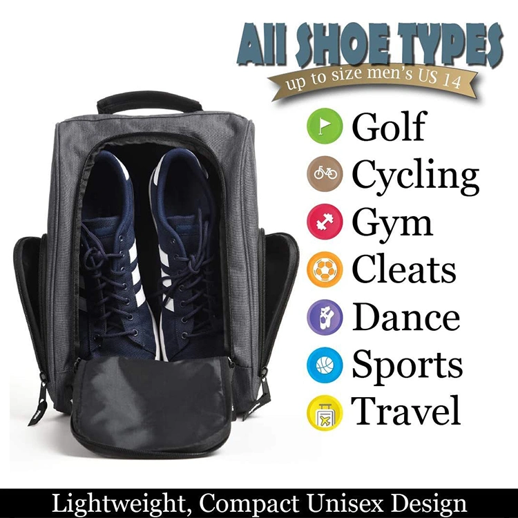 Golf Shoe Bag - Zippered Shoe Carrier Bag with Ventilation &amp; Outside Pocket for Socks, Tees, etc.