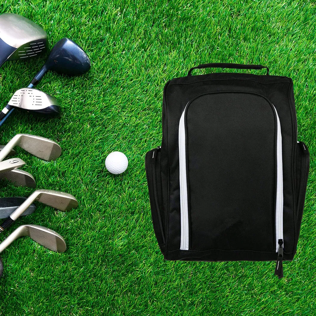 Sporting Goods Golf Shoe Bag for Men and Women Black Golf Shoe Travel Bag with Side Pockets for Golf Balls, Tees
